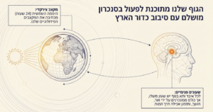 חשיבותו של השעון הביולוגי (השעון הצירקדי) שהוא מסנכרן את תפקודי הגוף עם היממה וסיבוב כדור הארץ